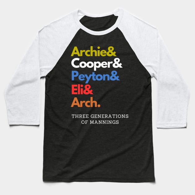 Three Generations of Mannings Baseball T-Shirt by capognad